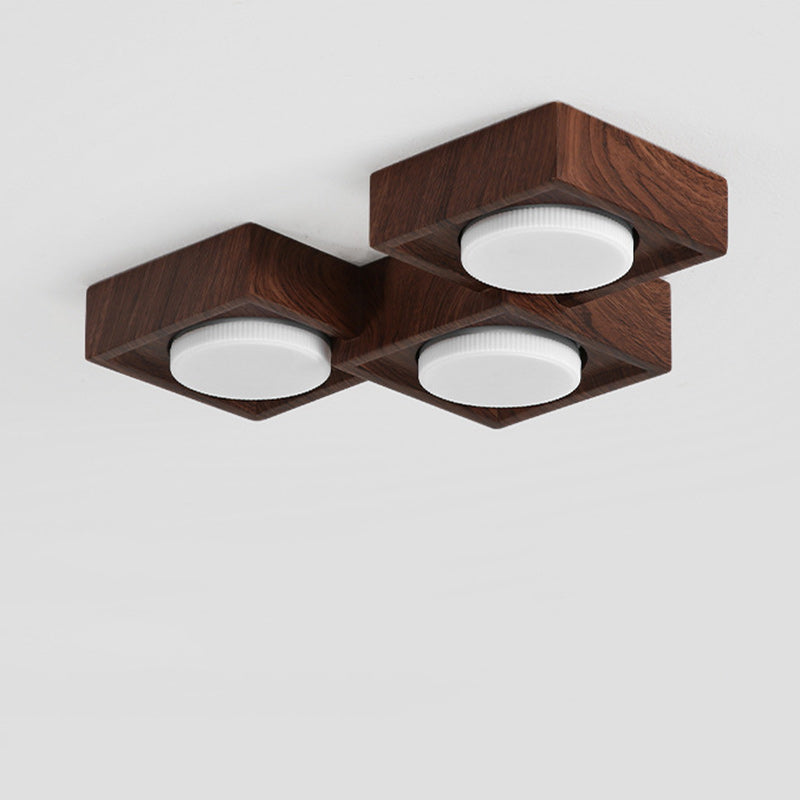 Plafonnier encastré à éclairage descendant de style bloc carré en fer et résine vintage traditionnel 2/3 lumières pour salon et chambre 