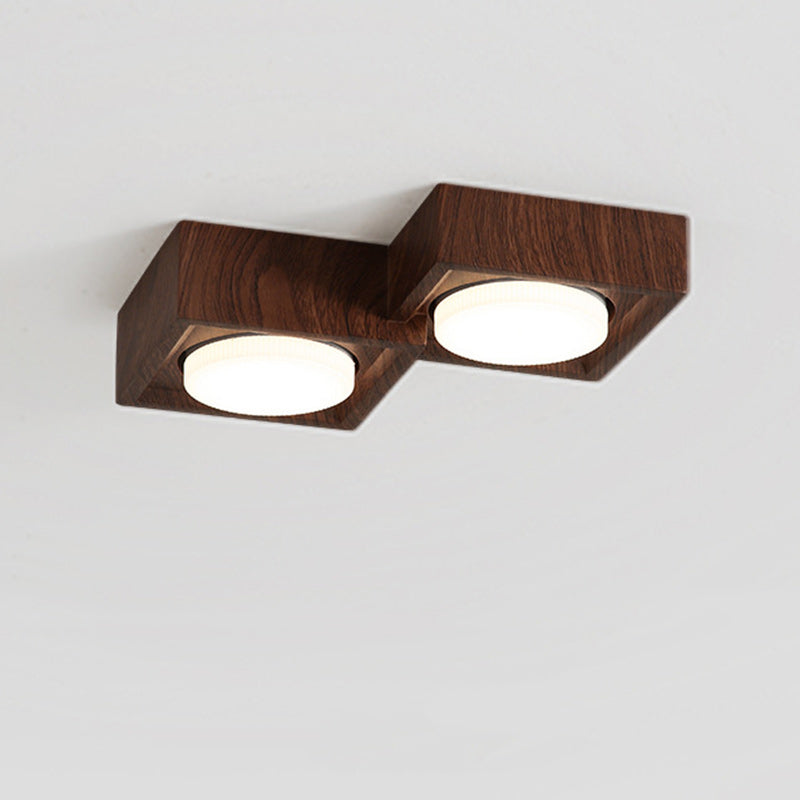 Plafonnier encastré à éclairage descendant de style bloc carré en fer et résine vintage traditionnel 2/3 lumières pour salon et chambre 