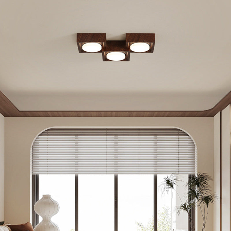 Plafonnier encastré à éclairage descendant de style bloc carré en fer et résine vintage traditionnel 2/3 lumières pour salon et chambre 