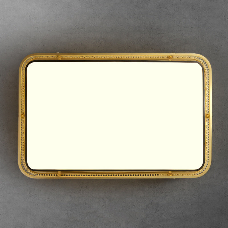 Traditional Chinese Full Brass & Glass Round Square Rectangular Striped Glass LED Flush Mount Ceiling Light For Bedroom & Living Room