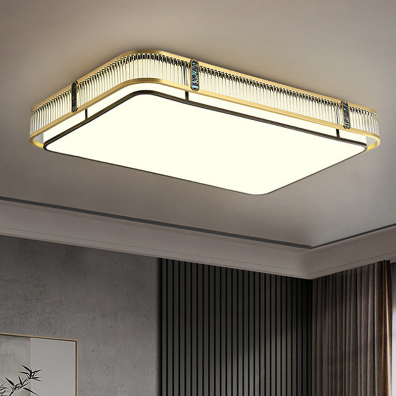 Traditional Chinese Full Brass & Glass Round Square Rectangular Stripe ...