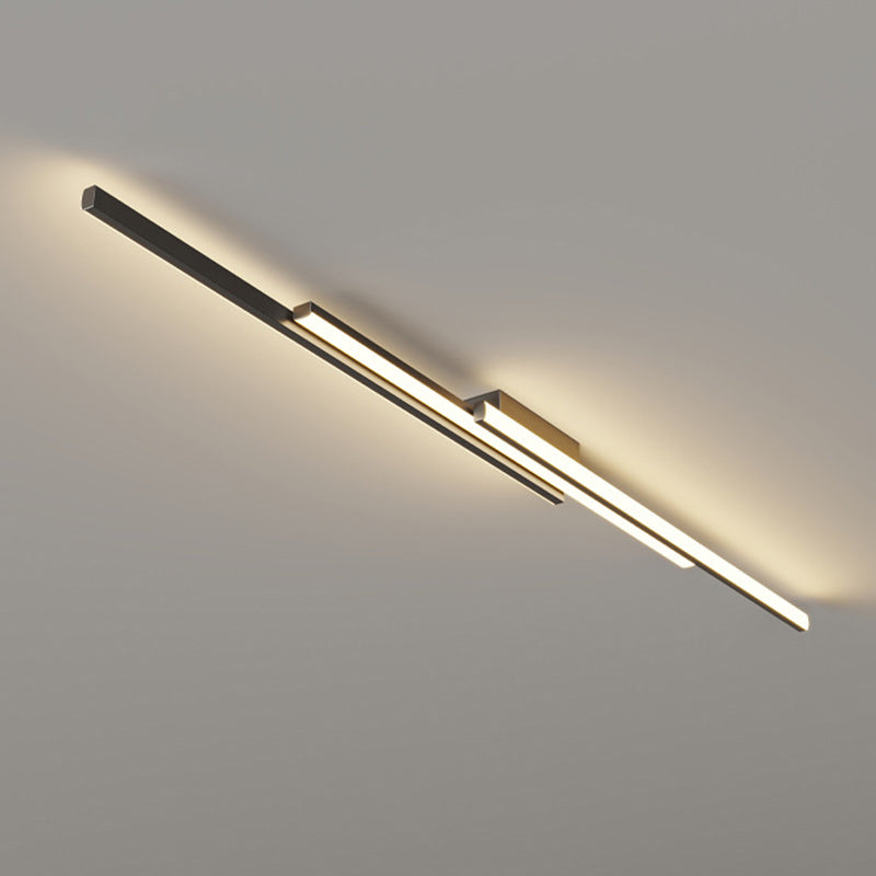Plafonnier LED moderne minimaliste en fer et silicone avec longue barre pour couloir 