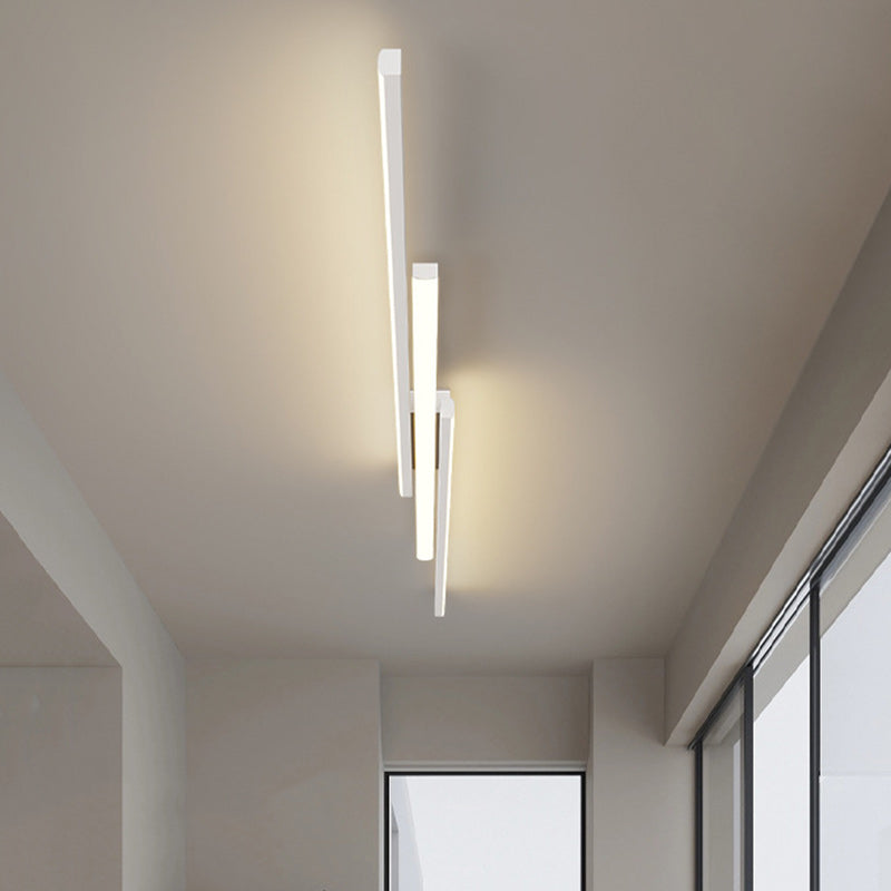 Plafonnier LED moderne minimaliste en fer et silicone avec longue barre pour couloir 