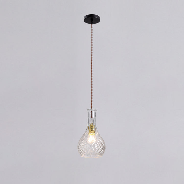 Suspension contemporaine en fer et verre avec design gravé 1-lumière pour salle à manger 