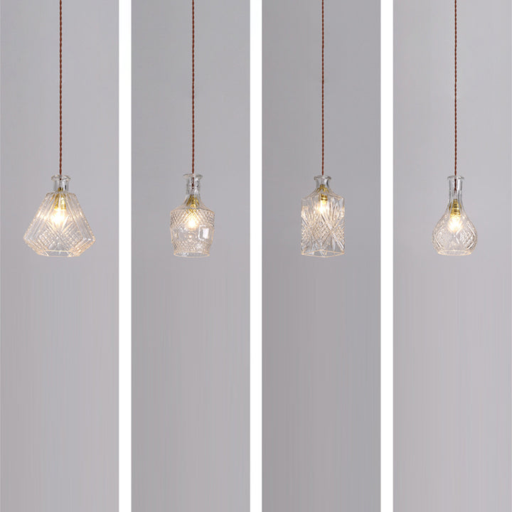 Suspension contemporaine en fer et verre avec design gravé 1-lumière pour salle à manger 