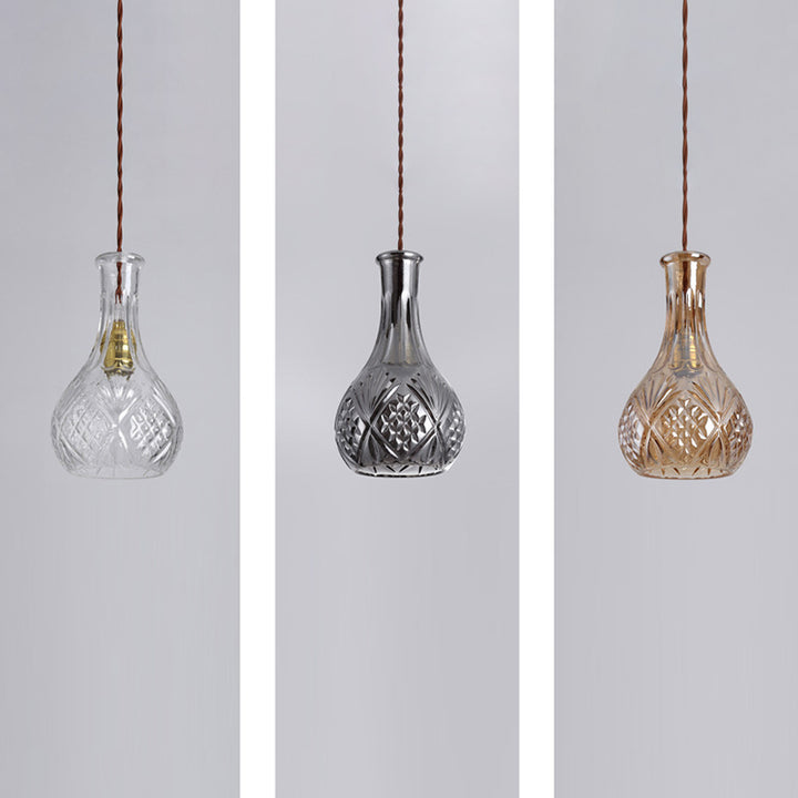 Suspension contemporaine en fer et verre avec design gravé 1-lumière pour salle à manger 