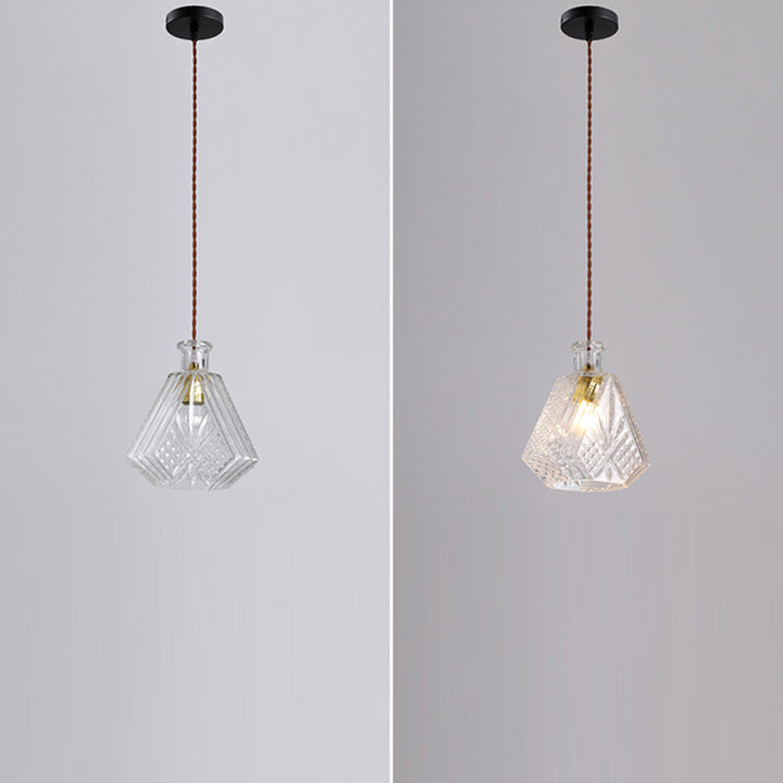 Suspension contemporaine en fer et verre avec design gravé 1-lumière pour salle à manger 
