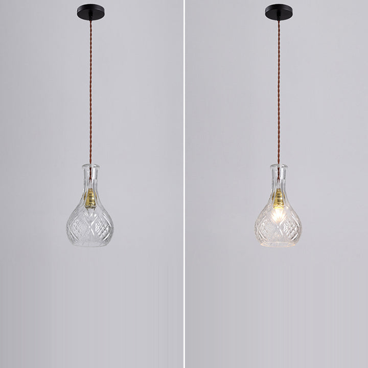 Suspension contemporaine en fer et verre avec design gravé 1-lumière pour salle à manger 