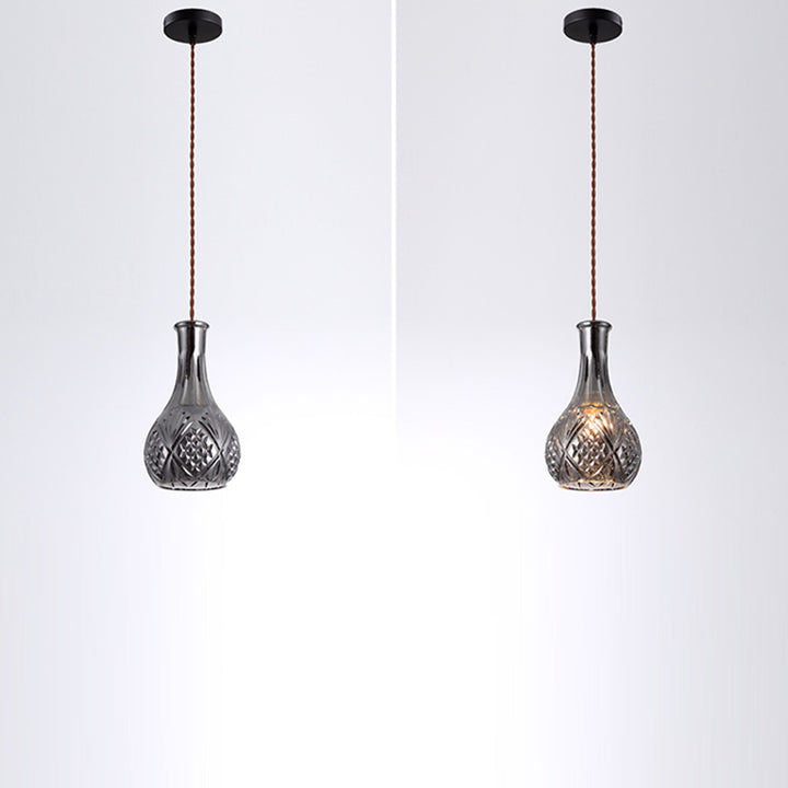 Suspension contemporaine en fer et verre avec design gravé 1-lumière pour salle à manger 