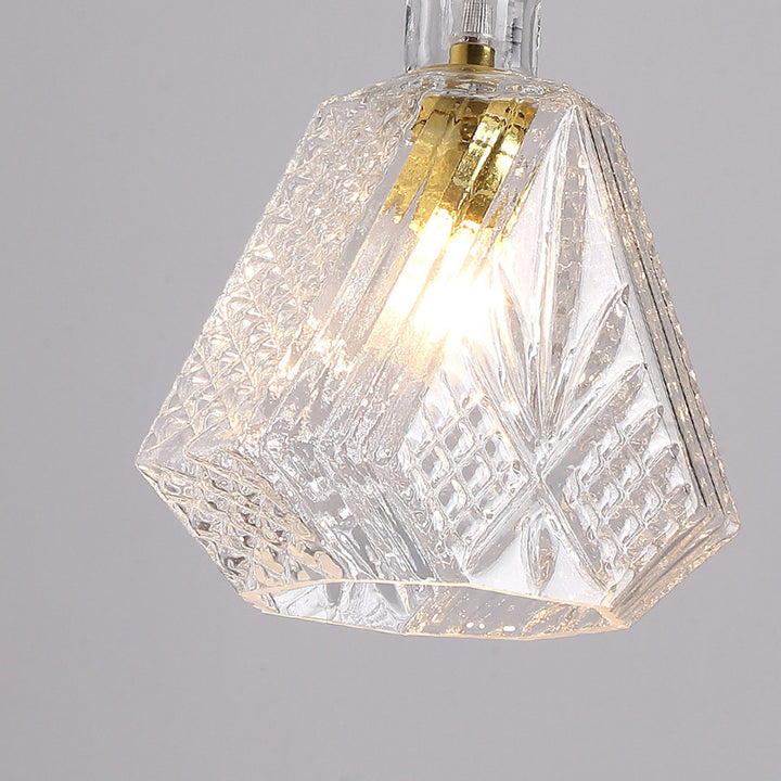 Suspension contemporaine en fer et verre avec design gravé 1-lumière pour salle à manger 