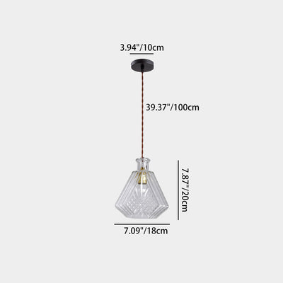 Contemporary Retro Iron & Glass Vase With Etched Design 1-Light Pendant Light For Dining Room