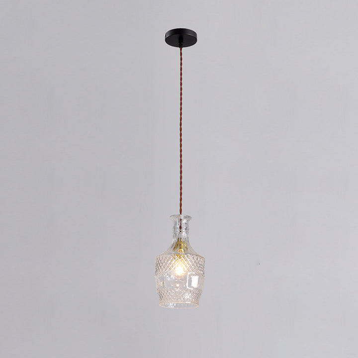 Suspension contemporaine en fer et verre avec design gravé 1-lumière pour salle à manger 