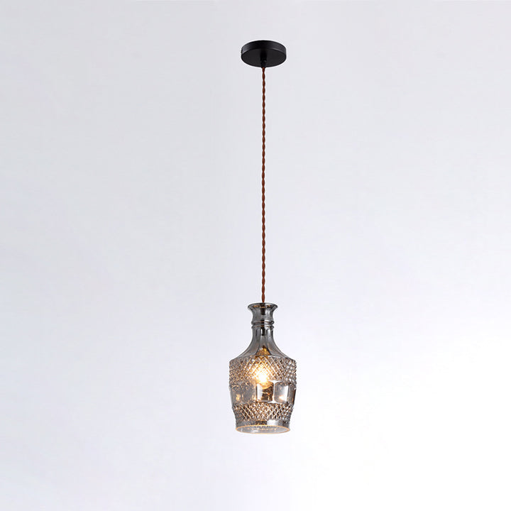 Suspension contemporaine en fer et verre avec design gravé 1-lumière pour salle à manger 