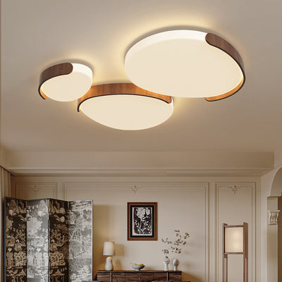 Modern Mid-Century Iron & ABS Pebble Oval LED Flush Mount Ceiling Light For Living Room & Bedroom