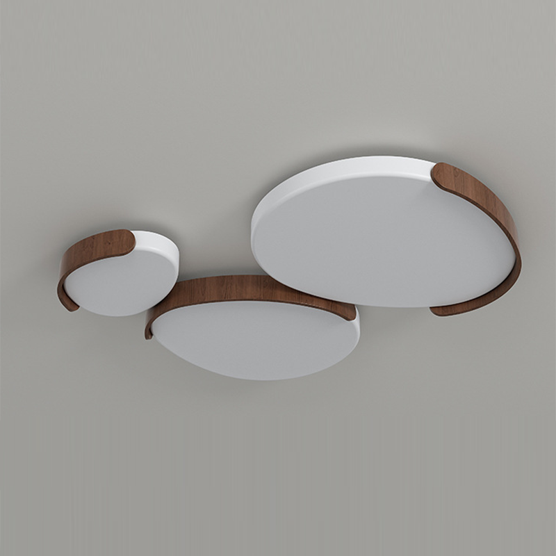 Modern Mid-Century Iron & ABS Pebble Oval LED Flush Mount Ceiling Light For Living Room & Bedroom