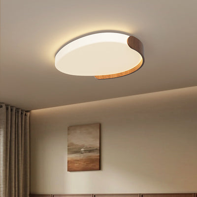 Modern Mid-Century Iron & ABS Pebble Oval LED Flush Mount Ceiling Light For Living Room & Bedroom