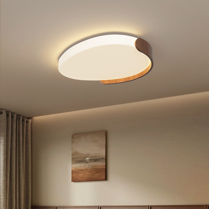 Modern Mid-Century Iron & ABS Pebble Oval LED Flush Mount Ceiling Light For Living Room & Bedroom