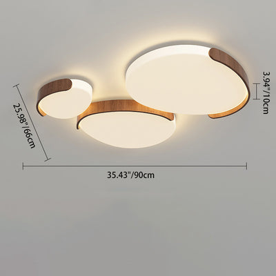 Modern Mid-Century Iron & ABS Pebble Oval LED Flush Mount Ceiling Light For Living Room & Bedroom