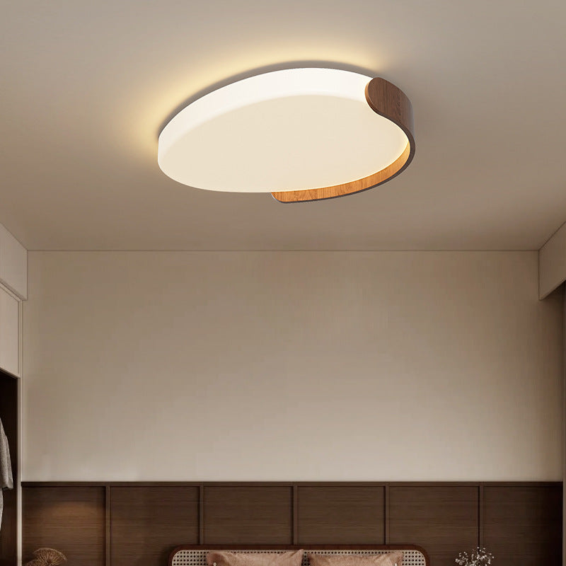 Modern Mid-Century Iron & ABS Pebble Oval LED Flush Mount Ceiling Light For Living Room & Bedroom