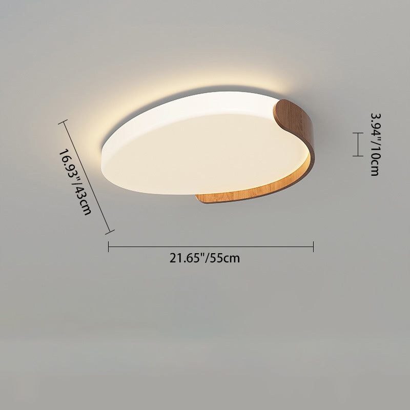 Modern Mid-Century Iron & ABS Pebble Oval LED Flush Mount Ceiling Light For Living Room & Bedroom