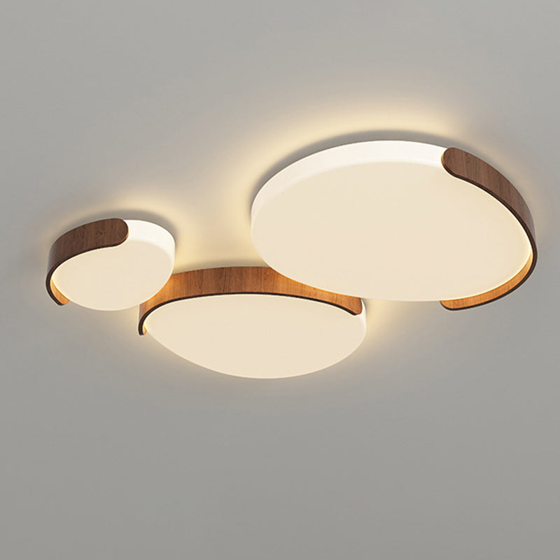 Modern Mid-Century Iron & ABS Pebble Oval LED Flush Mount Ceiling Light For Living Room & Bedroom