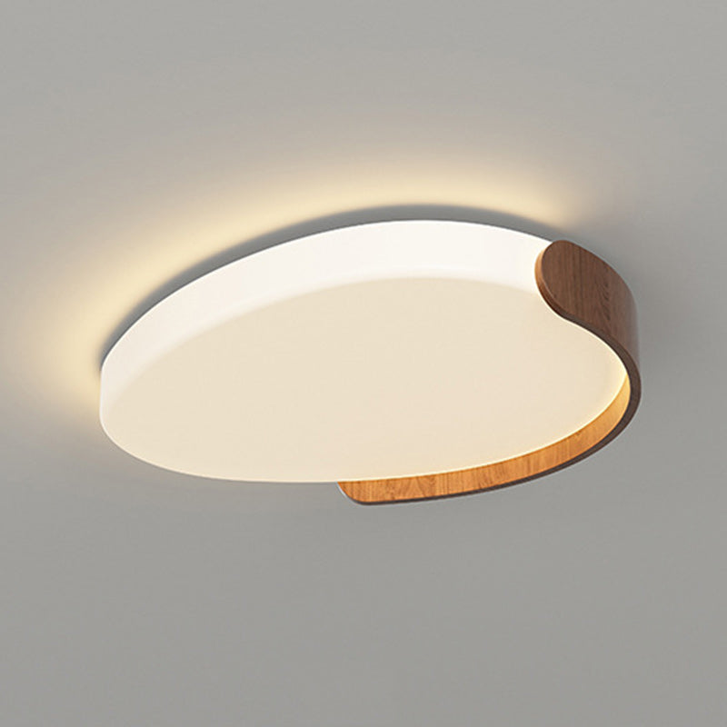 Modern Mid-Century Iron & ABS Pebble Oval LED Flush Mount Ceiling Light For Living Room & Bedroom