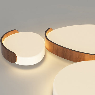 Modern Mid-Century Iron & ABS Pebble Oval LED Flush Mount Ceiling Light For Living Room & Bedroom