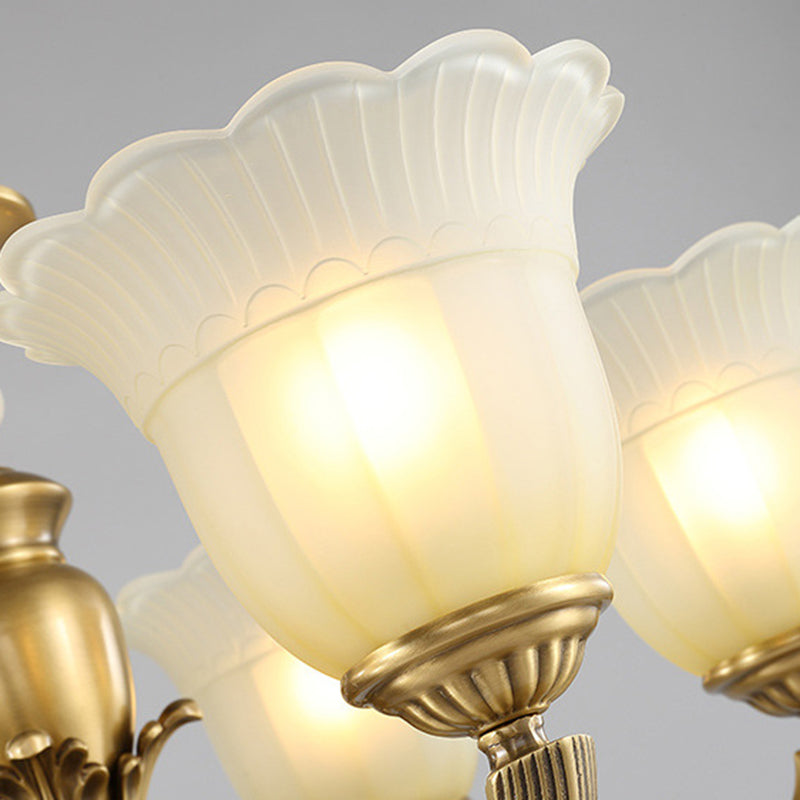 Traditional European Brass Jade & Glass Bud-Inspired 3/6/8/10/15-Light Chandelier For Living Room & Bedroom