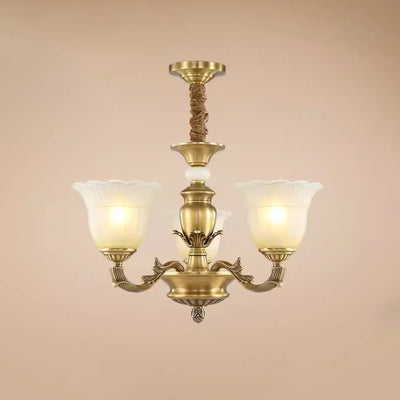 Traditional European Brass Jade & Glass Bud-Inspired 3/6/8/10/15-Light Chandelier For Living Room & Bedroom
