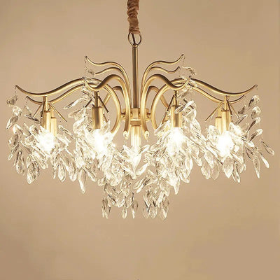 Contemporary Luxury Iron & Crystal Branch-Inspired 7/9/11-Light Chandelier For Living Room & Bedroom