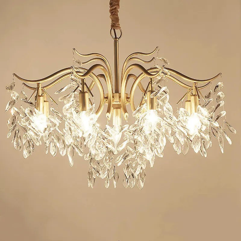 Contemporary Luxury Iron & Crystal Branch-Inspired 7/9/11-Light Chandelier For Living Room & Bedroom