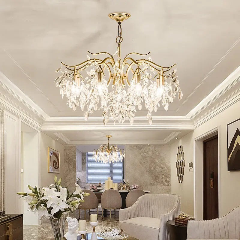 Contemporary Luxury Iron & Crystal Branch-Inspired 7/9/11-Light Chandelier For Living Room & Bedroom