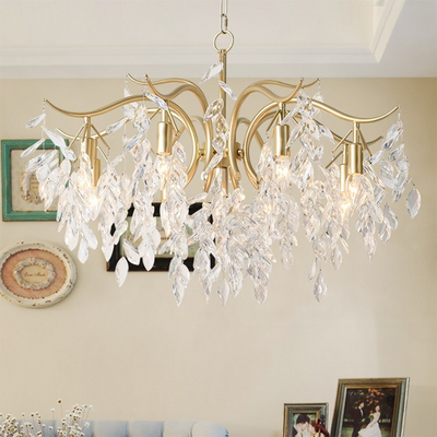 Contemporary Luxury Iron & Crystal Branch-Inspired 7/9/11-Light Chandelier For Living Room & Bedroom