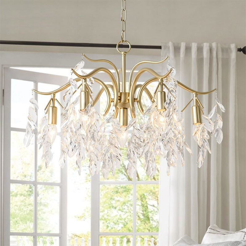 Contemporary Luxury Iron &amp; Crystal Branch-Inspired 7/9/11-Light Chandelier For Living Room &amp; Bedroom