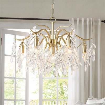 Contemporary Luxury Iron & Crystal Branch-Inspired 7/9/11-Light Chandelier For Living Room & Bedroom
