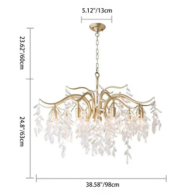 Contemporary Luxury Iron & Crystal Branch-Inspired 7/9/11-Light Chandelier For Living Room & Bedroom