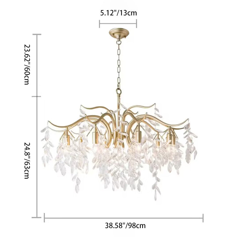Contemporary Luxury Iron & Crystal Branch-Inspired 7/9/11-Light Chandelier For Living Room & Bedroom