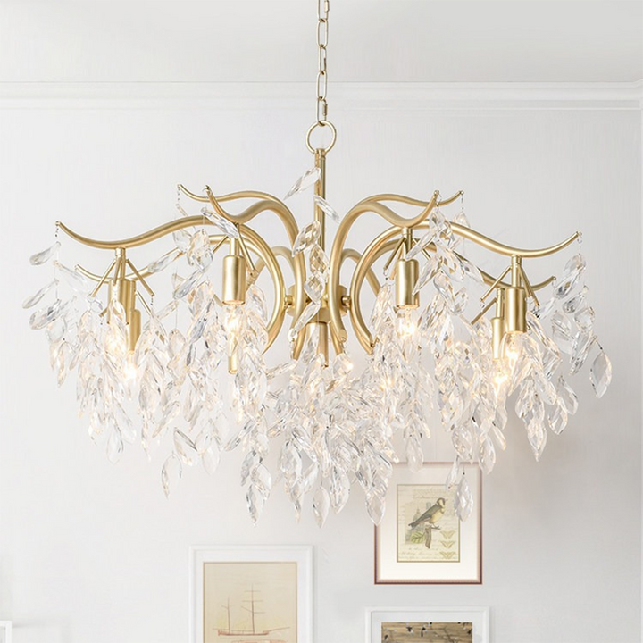 Contemporary Luxury Iron &amp; Crystal Branch-Inspired 7/9/11-Light Chandelier For Living Room &amp; Bedroom