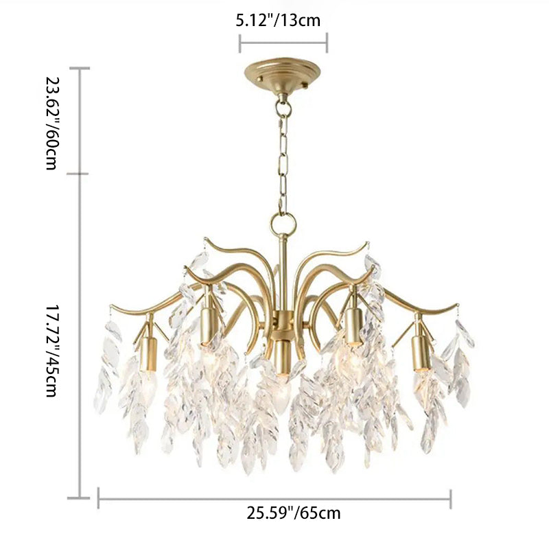 Contemporary Luxury Iron & Crystal Branch-Inspired 7/9/11-Light Chandelier For Living Room & Bedroom