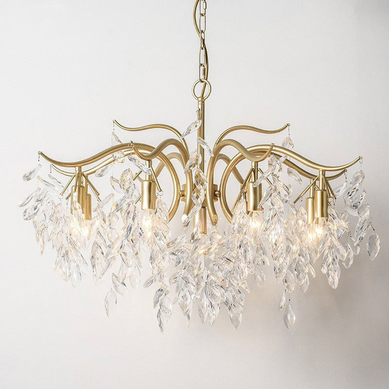 Contemporary Luxury Iron & Crystal Branch-Inspired 7/9/11-Light Chandelier For Living Room & Bedroom