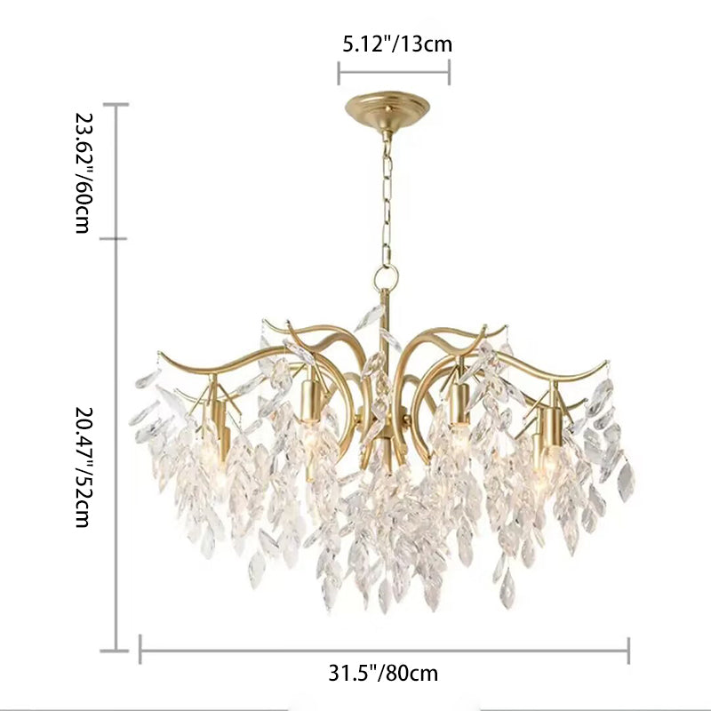 Contemporary Luxury Iron & Crystal Branch-Inspired 7/9/11-Light Chandelier For Living Room & Bedroom