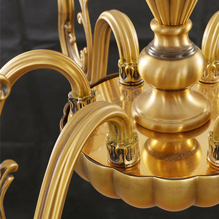 Traditional European Brass Glass Floral 3/6/8/10-Light Chandelier For Living Room And Bedroom