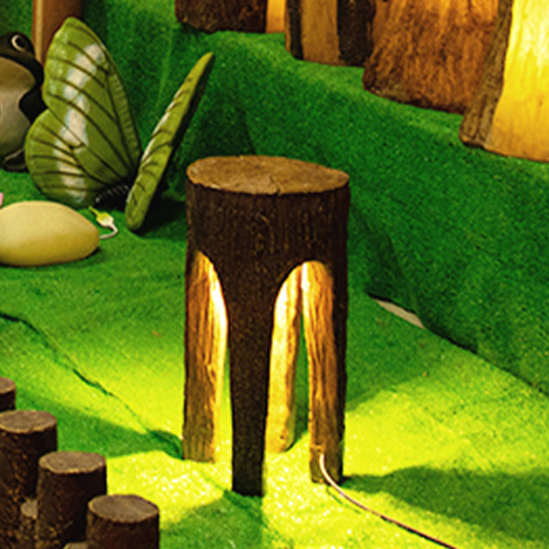 Contemporary Creative Fiberglass Resin Tree Stump 1-Light Outdoor Light Landscape Lighting For Garden & Patio