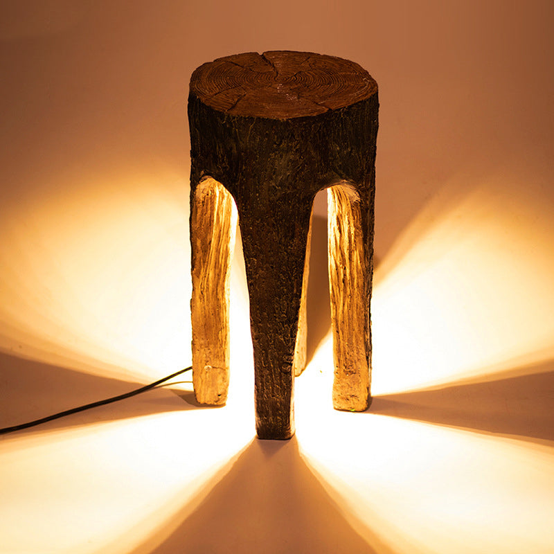 Contemporary Creative Fiberglass Resin Tree Stump 1-Light Outdoor Light Landscape Lighting For Garden & Patio
