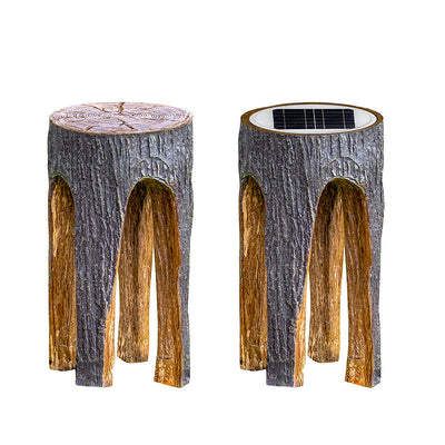 Contemporary Creative Fiberglass Resin Tree Stump 1-Light Outdoor Light Landscape Lighting For Garden & Patio
