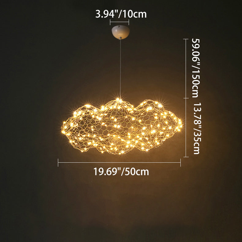 Contemporary Nordic Iron Cloud Starry LED Chandelier For Dining Room Decor