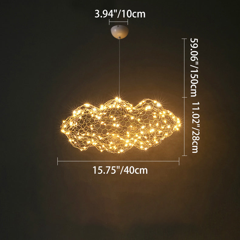 Contemporary Nordic Iron Cloud Starry LED Chandelier For Dining Room Decor