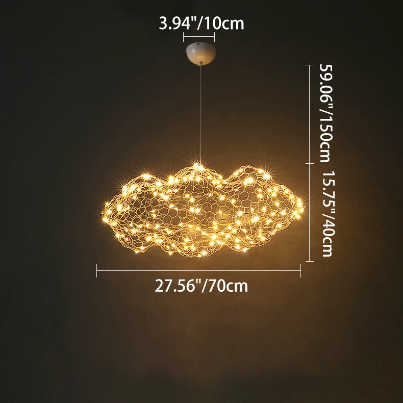 Contemporary Nordic Iron Cloud Starry LED Chandelier For Dining Room Decor