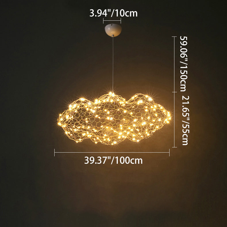 Contemporary Nordic Iron Cloud Starry LED Chandelier For Dining Room Decor