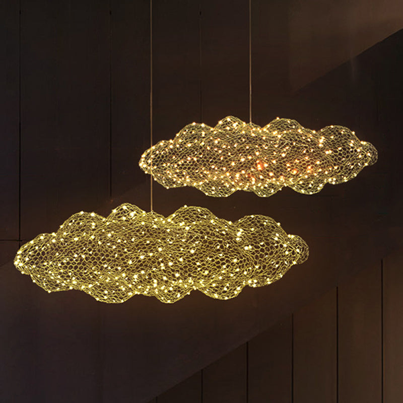 Contemporary Nordic Iron Cloud Starry LED Chandelier For Dining Room Decor